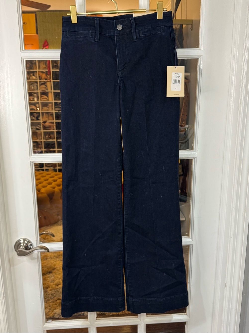 👖✨ NYDJ Dark Denim Wide-Leg TERESA Trouser Pants Jeans Denim NWT ✨👖 - Picture 3 of 12